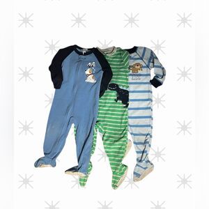 (3) Lot Carters Fleece Sleeper Footed Pajamas One Piece 18M